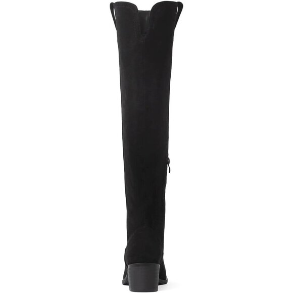 🆕Women's Black Faux Suede Over The Knee Thigh High Chunky Heel Pointed Toe Boot - Picture 10 of 11
